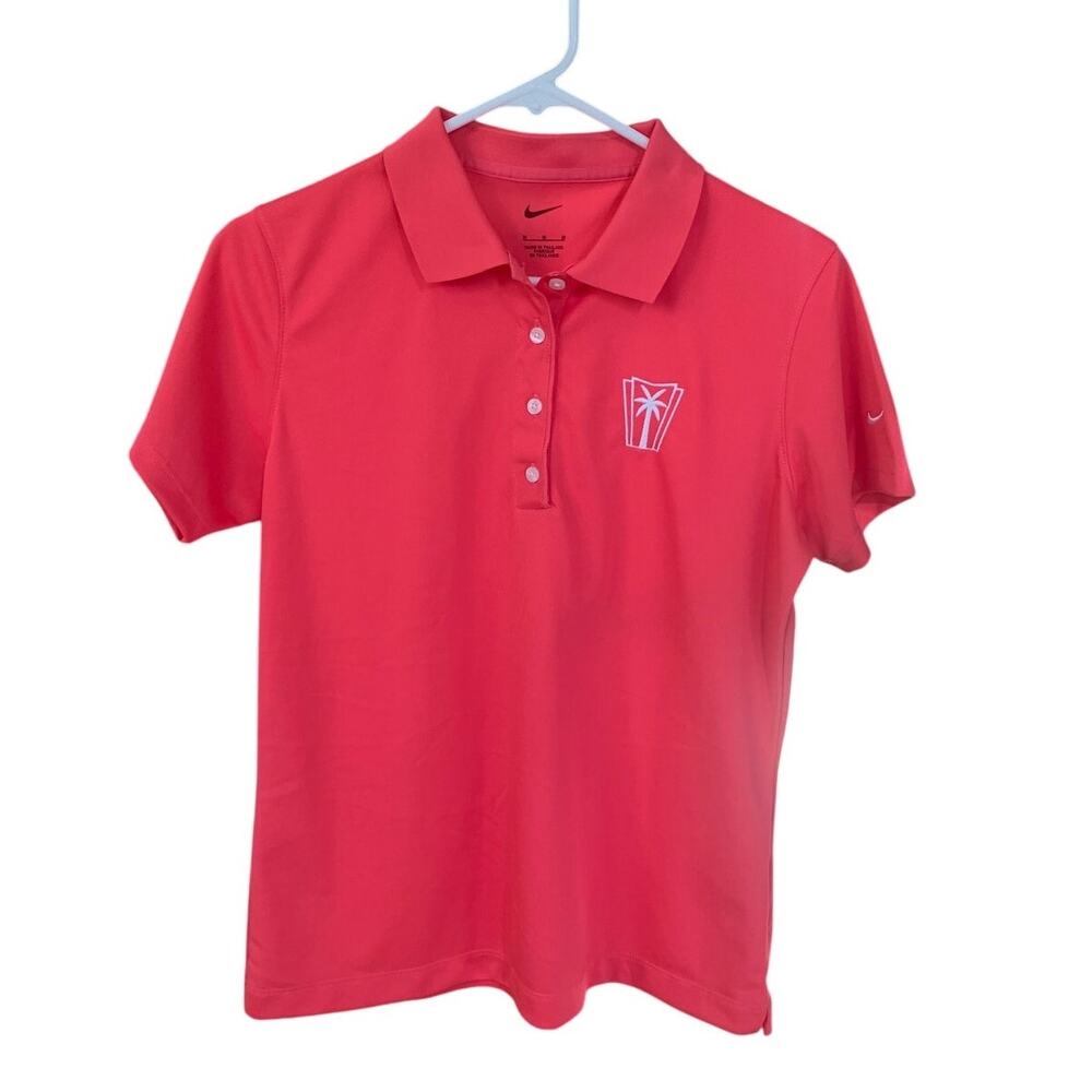 Nike Womens Dri-FIT Golf Polo Shirt Bright Pink Barbiecore Size M Short Sleeve